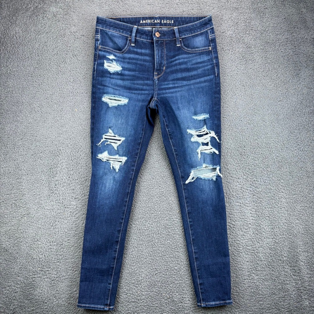 American Eagle The Dream Jean Jegging Womens 6 Short Distressed Dark Wash Blue